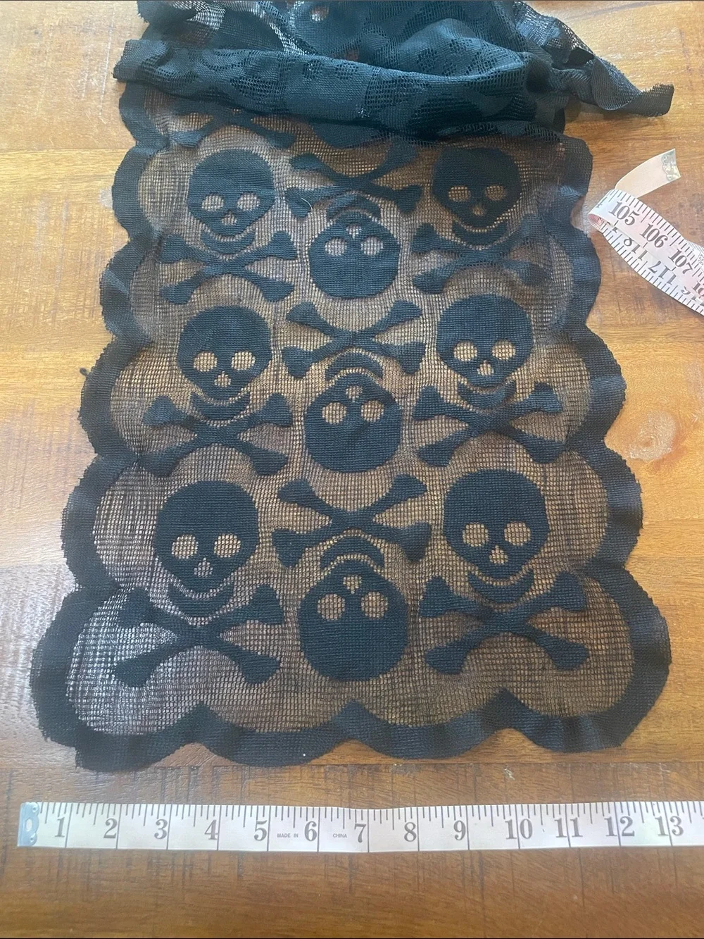 Black Skull & Crossbones Lace Table Runner
